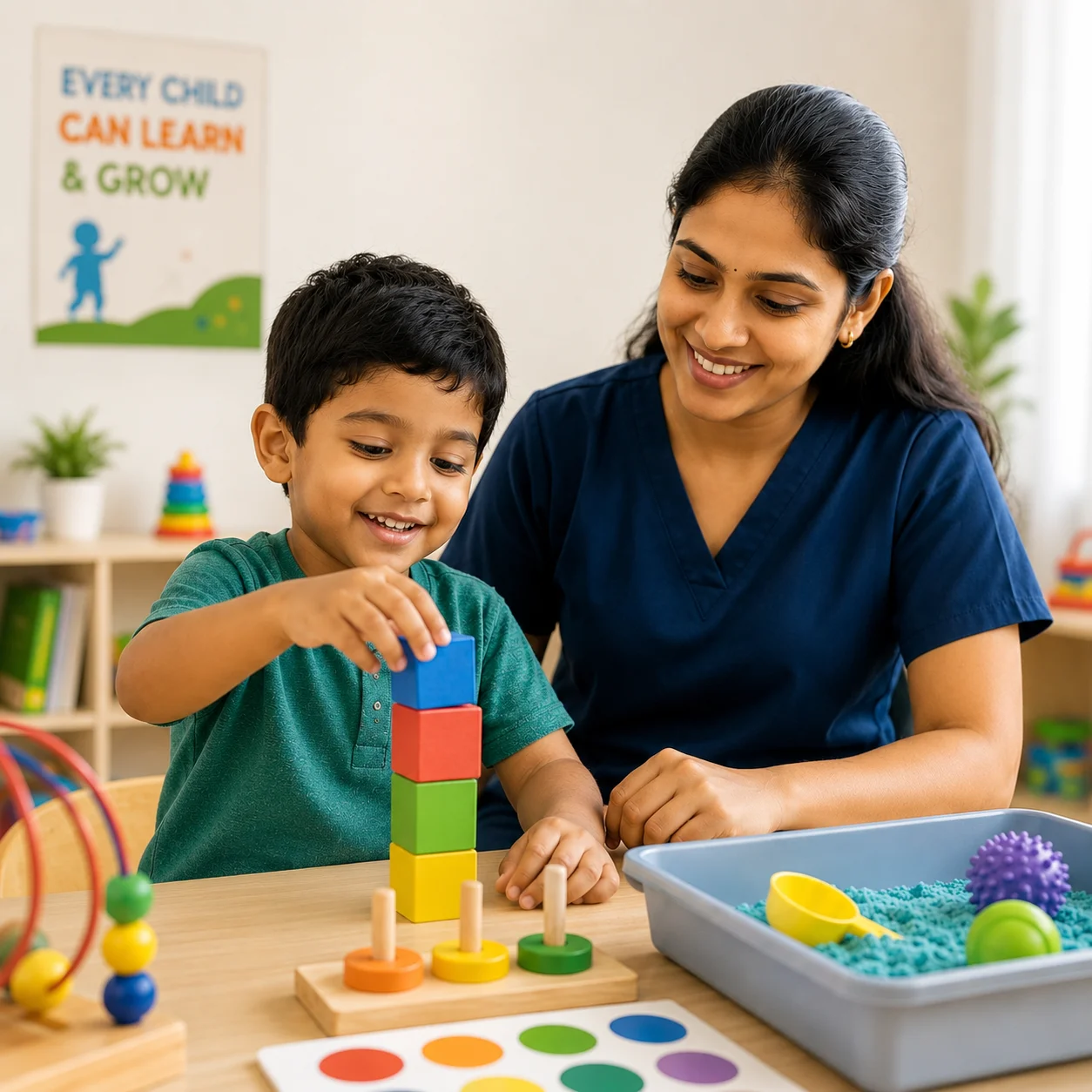 Child occupational therapist Gratus Kids Coimbatore guiding playful developmental session